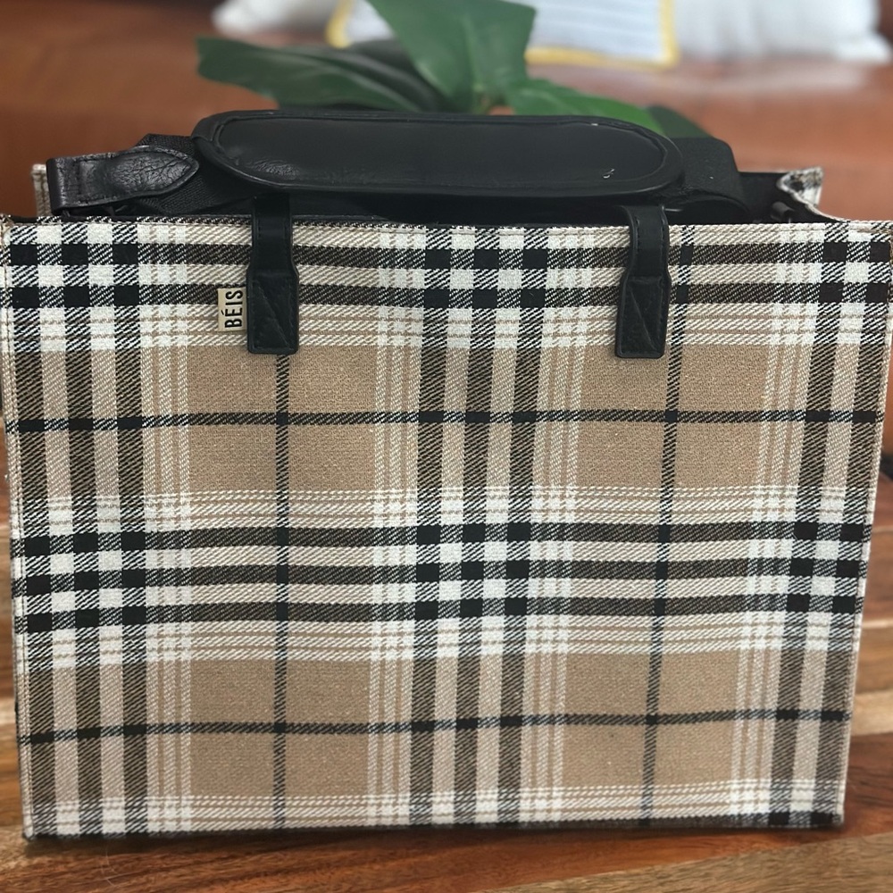 Beis Plaid Work Tote